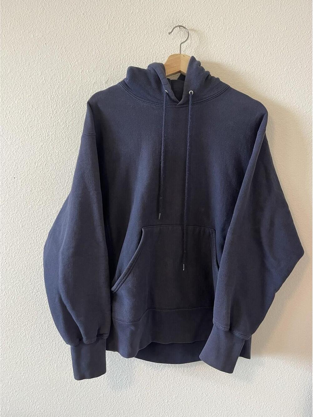 Vintage Lee Cross Grain Heavyweight Hoodie Navy Blue L